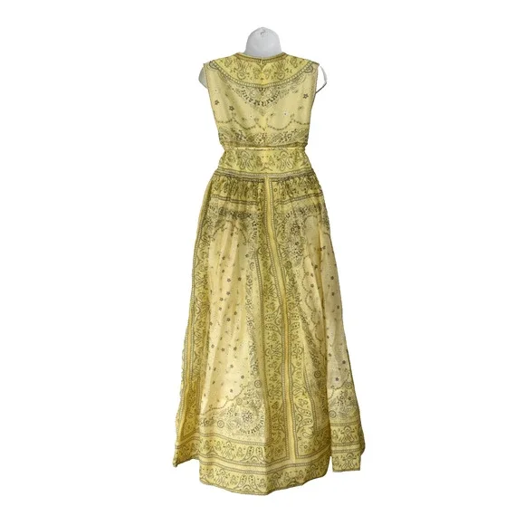 G0 NWOT ZIMMERMANN Yellow Bandana Linen & Silk Matchmaker Bow Long Dress Size 3 - Picture 4 of 7